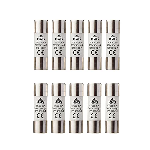 Kps Fusibili Cilindrici 10x38 25A GG 500V 20 Pezzi