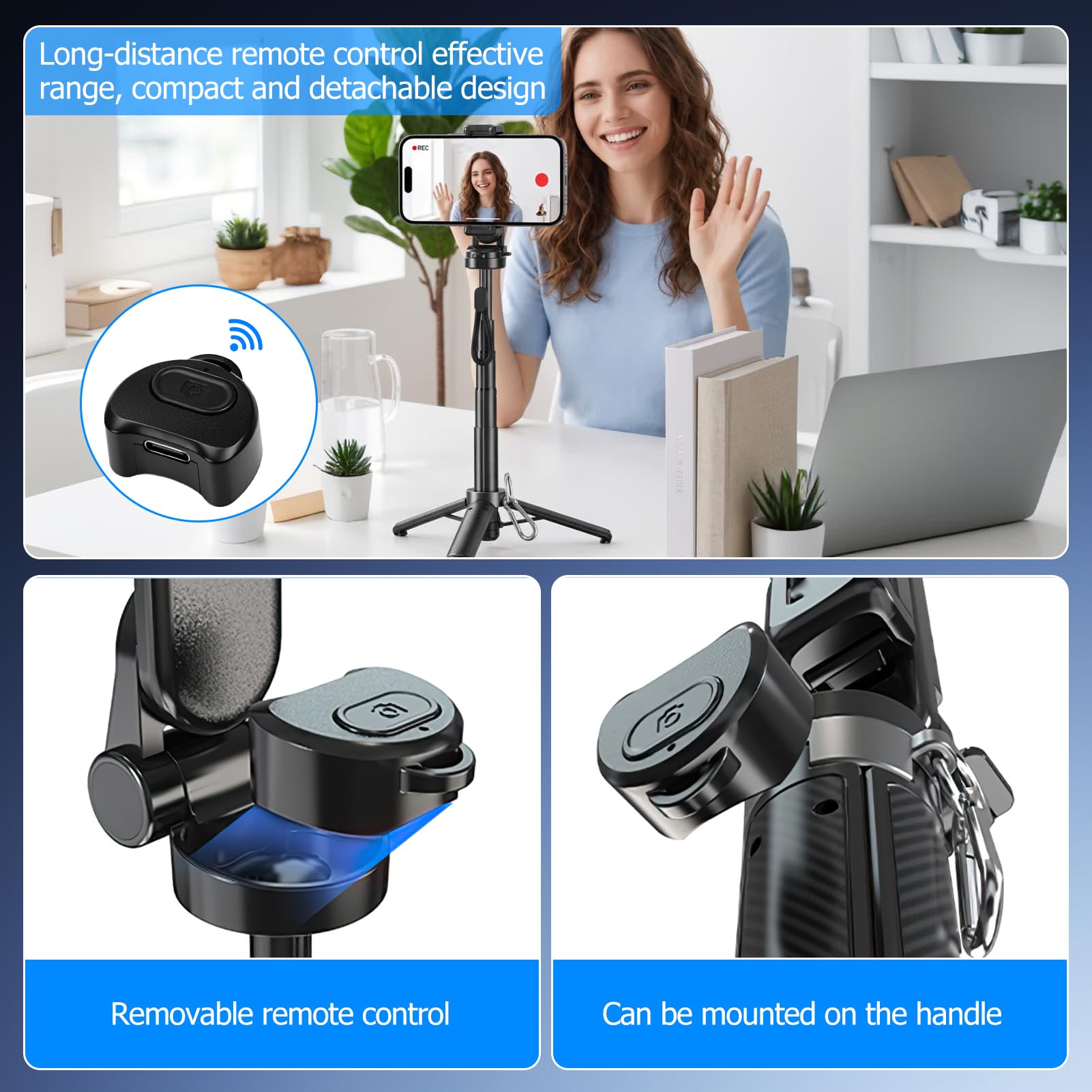 TICFOX Bastone Selfie Magnetico Bluetooth 440 mm con telecomando