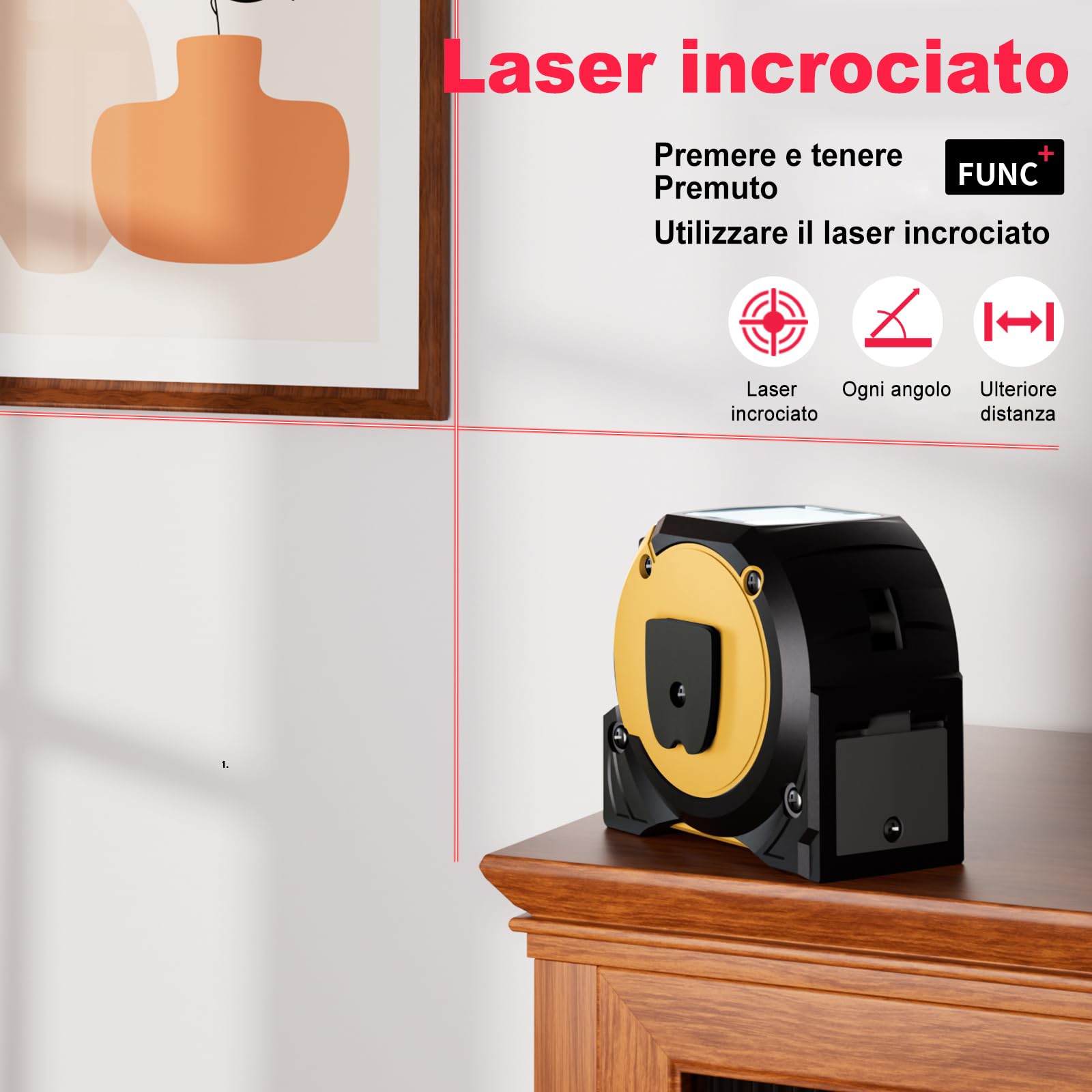 TICFOX 3 in 1 40 m telemetro laser con nastro 5 m
