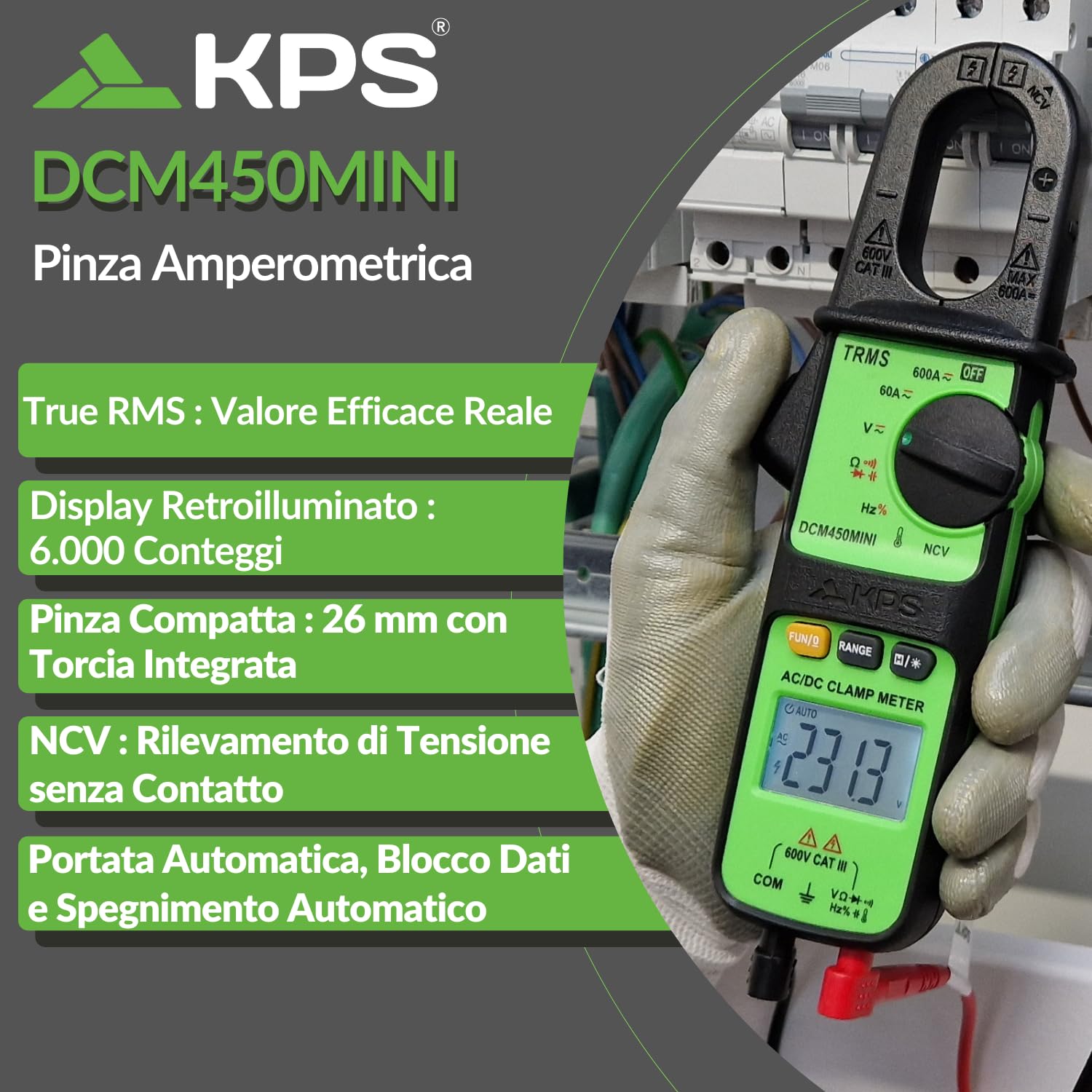 KPS DCM450MINI pinza amperometrica 600A TRMS