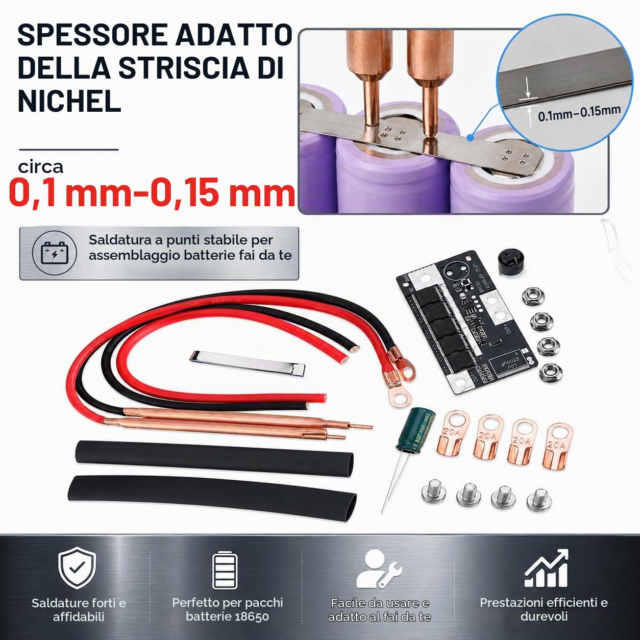Ticfox Saldatore a Punti 12V Portatile Batterie 18650 DIY