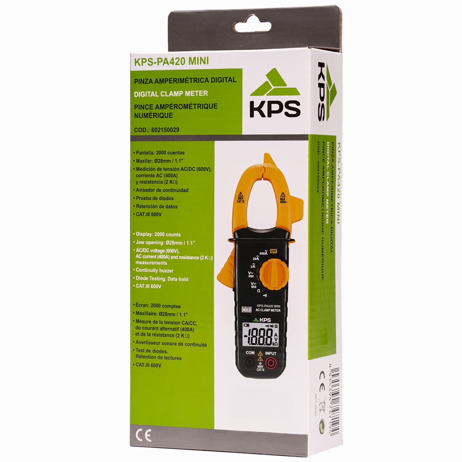 KPS PA420 pinza amperometrica digitale 400A 28 mm