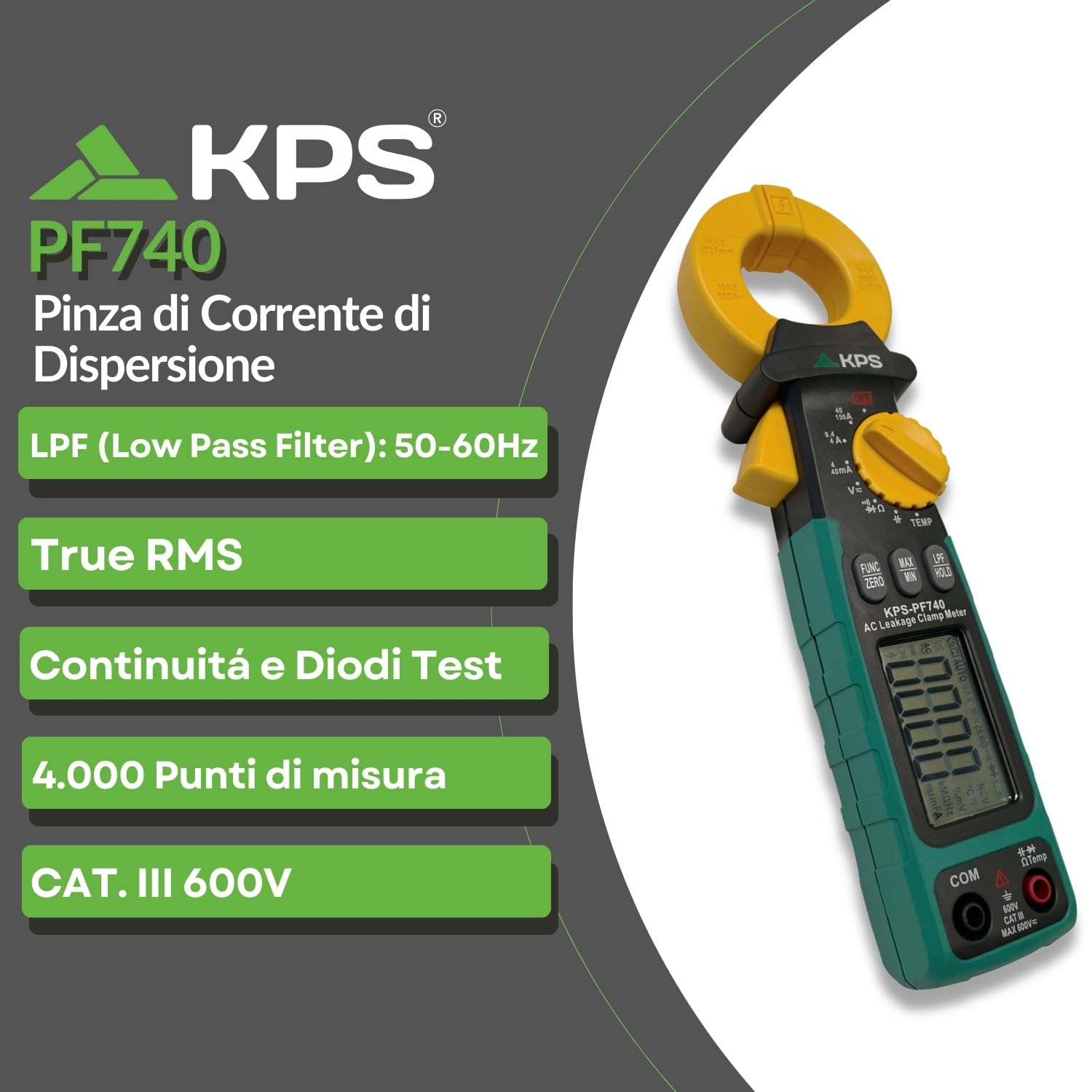 KPS PF740 pinza amperometrica dispersioni TRMS 150A