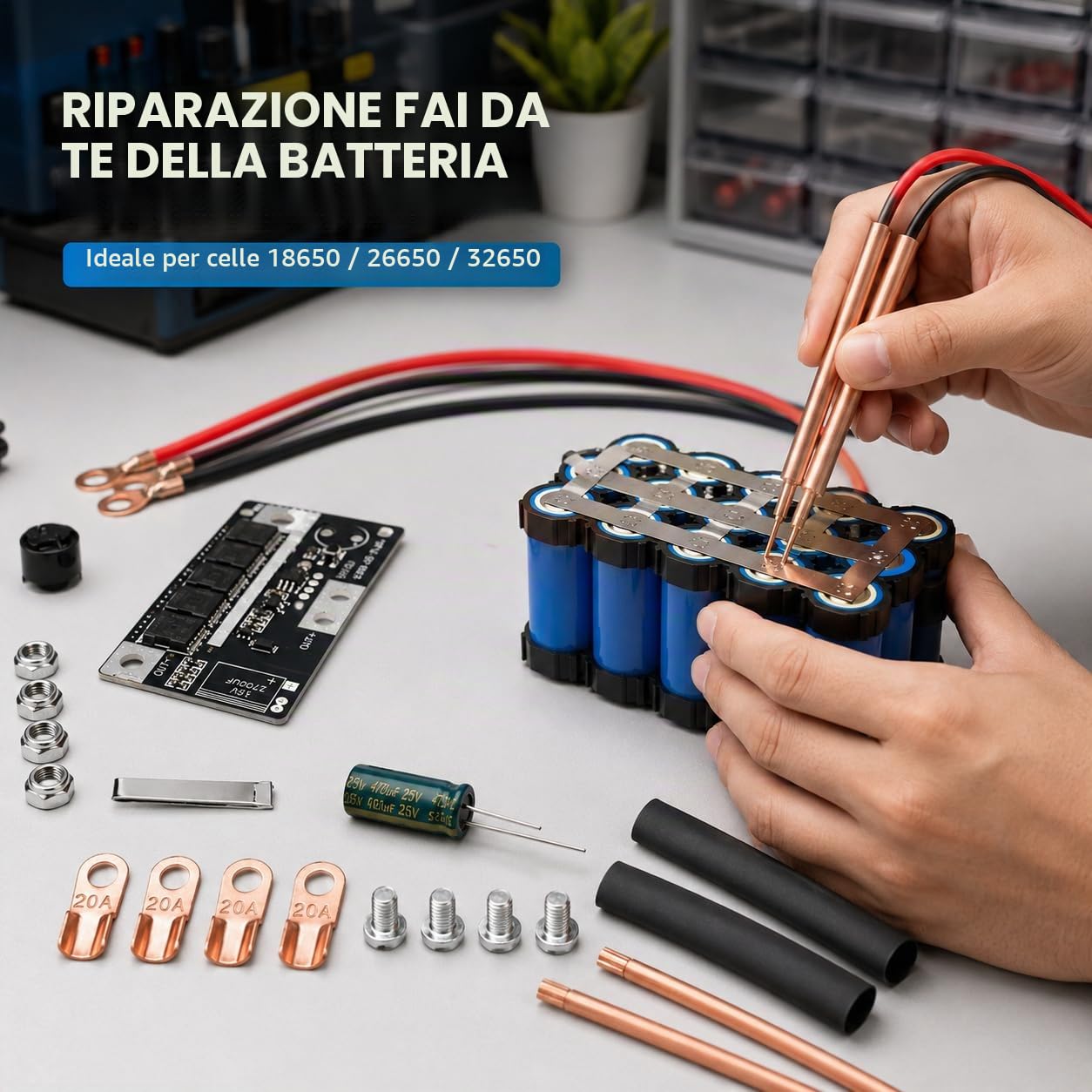 Ticfox Saldatore a Punti 12V Portatile Batterie 18650 DIY