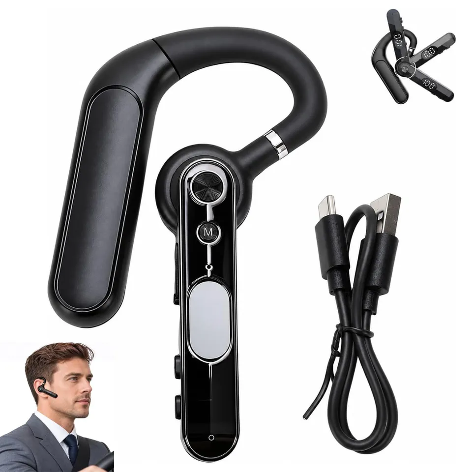 TICFOX Auricolare Bluetooth Singolo Open Ear 48H con Muto