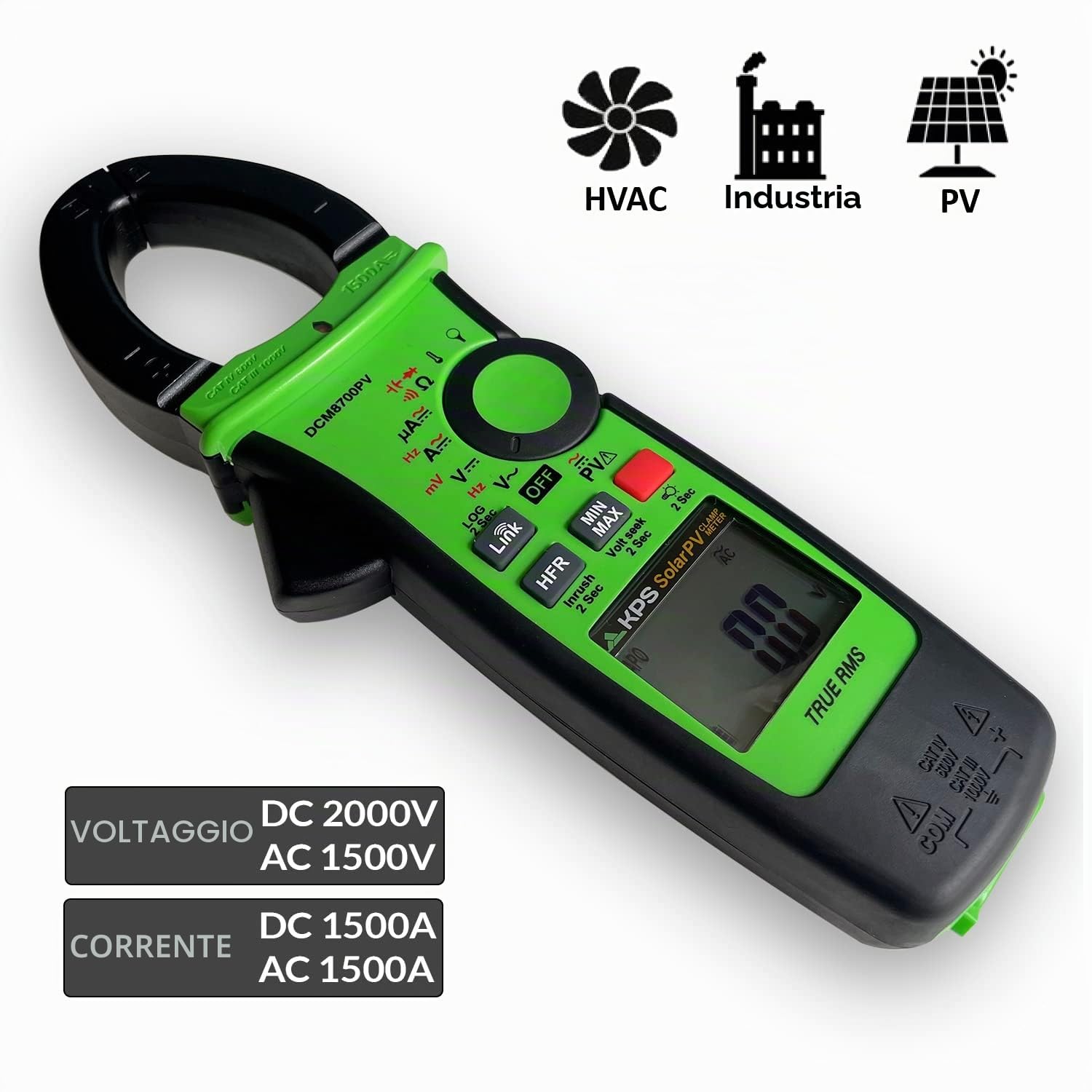 KPS DCM8700PV Pinza Amperometrica 2000V 1500A Bluetooth