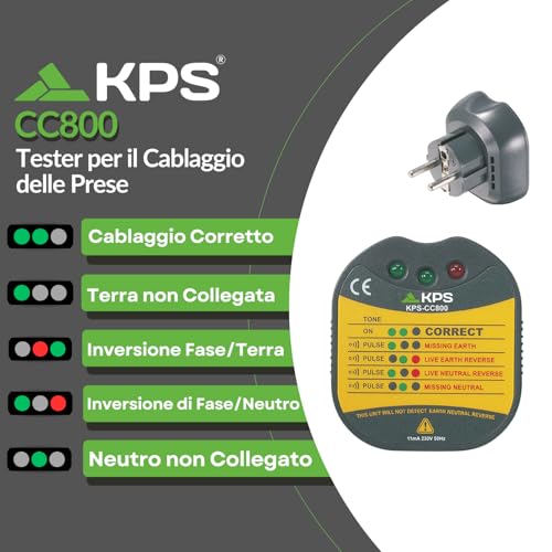 KPS CC800 Tester Prese 230V Schuko con LED e Cicalino