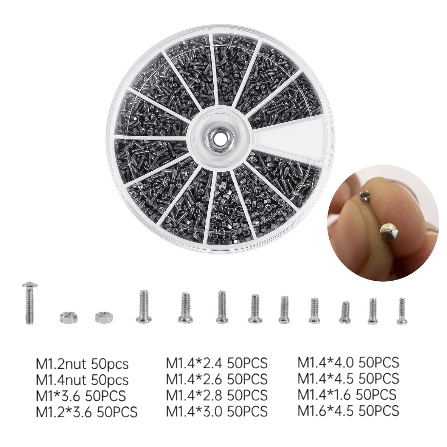 TICFOX kit mini viti dadi inox 600 pezzi M1-M1.6