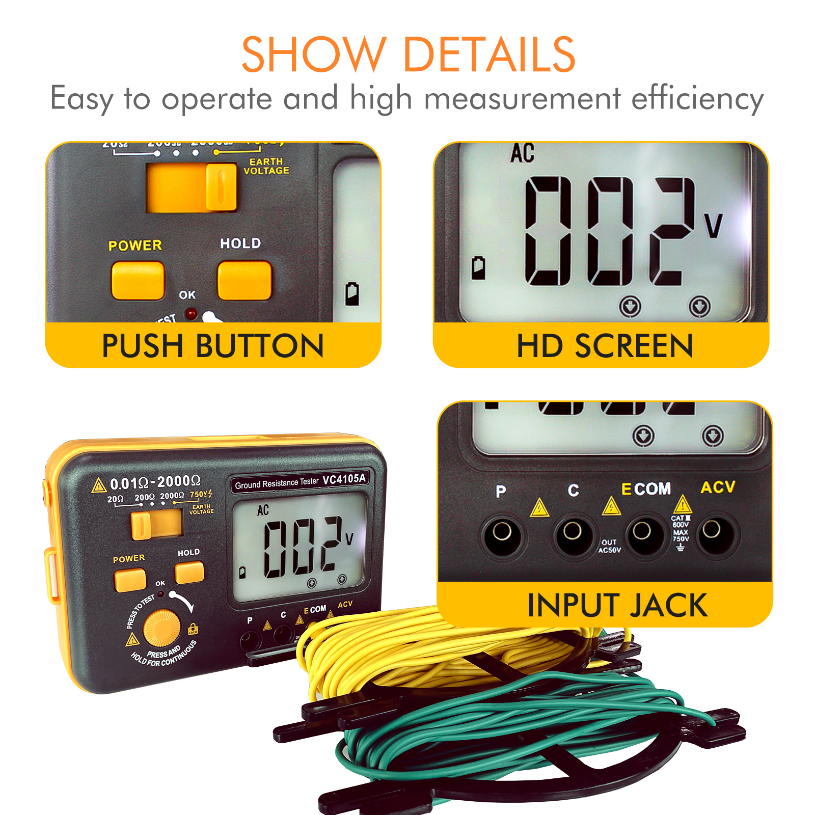 E-One VC4105A tester resistenza terra 2000 ohm 750V