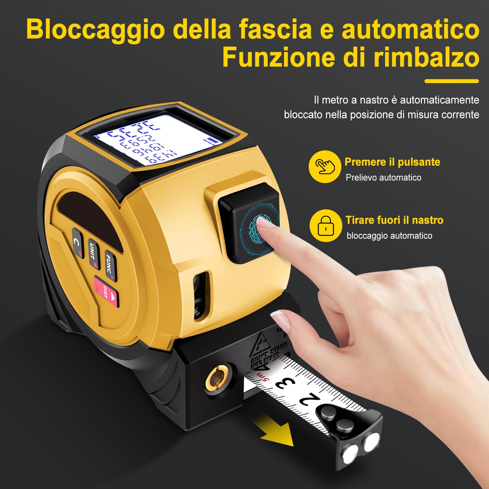 TICFOX 3 in 1 40 m telemetro laser con nastro 5 m