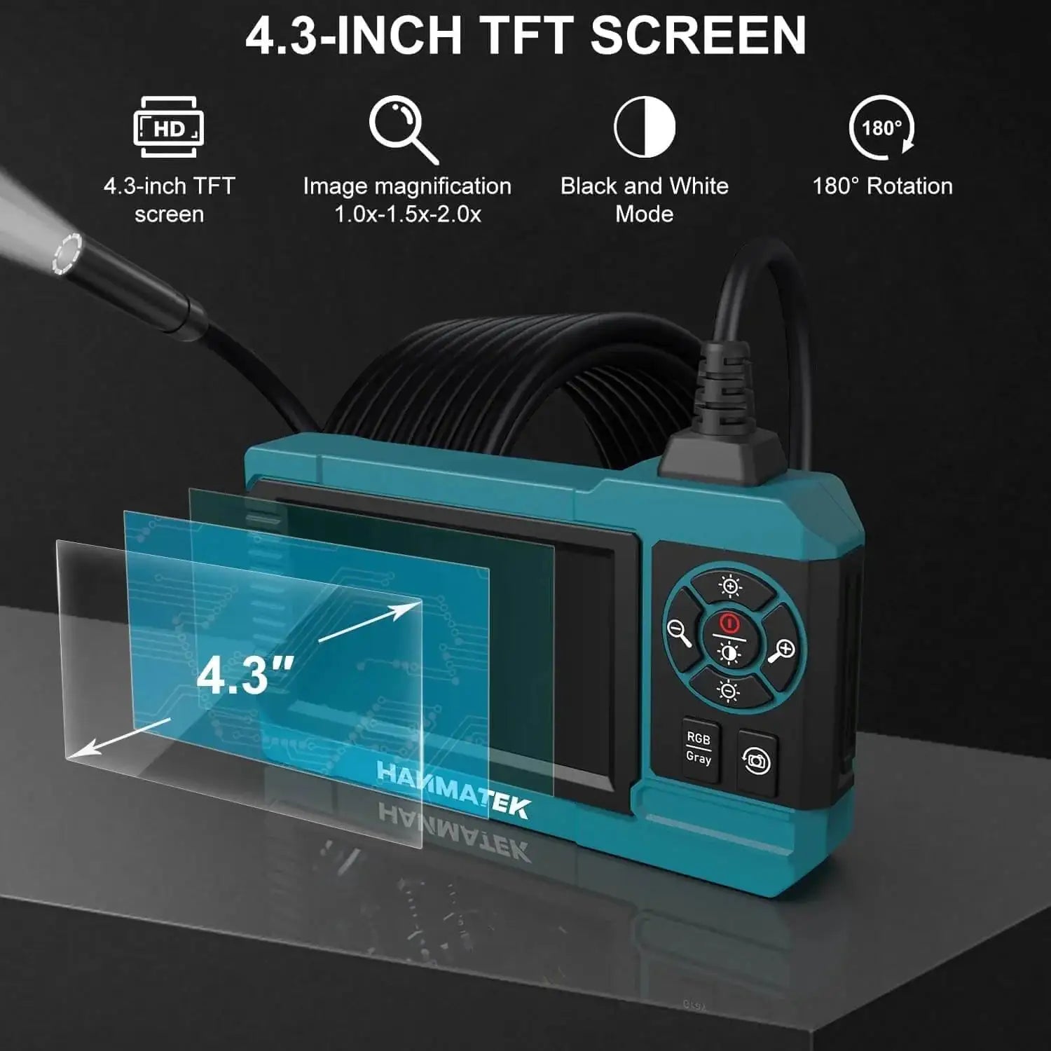 Hanmatek IE01 Endoscopio 5m Schermo 4,3" IP67 1080P