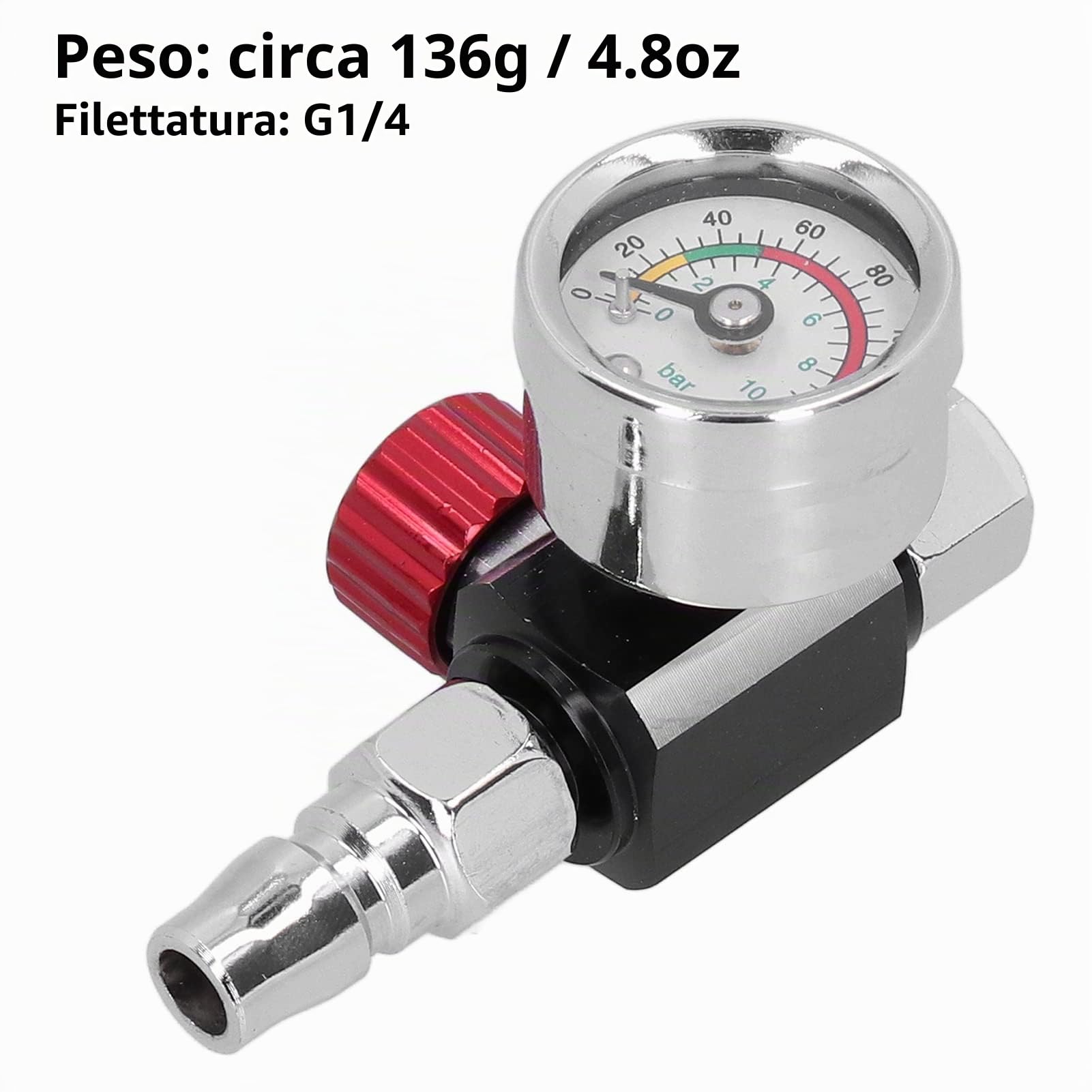 TICFOX regolatore aria G1/4 manometro 10 bar inox