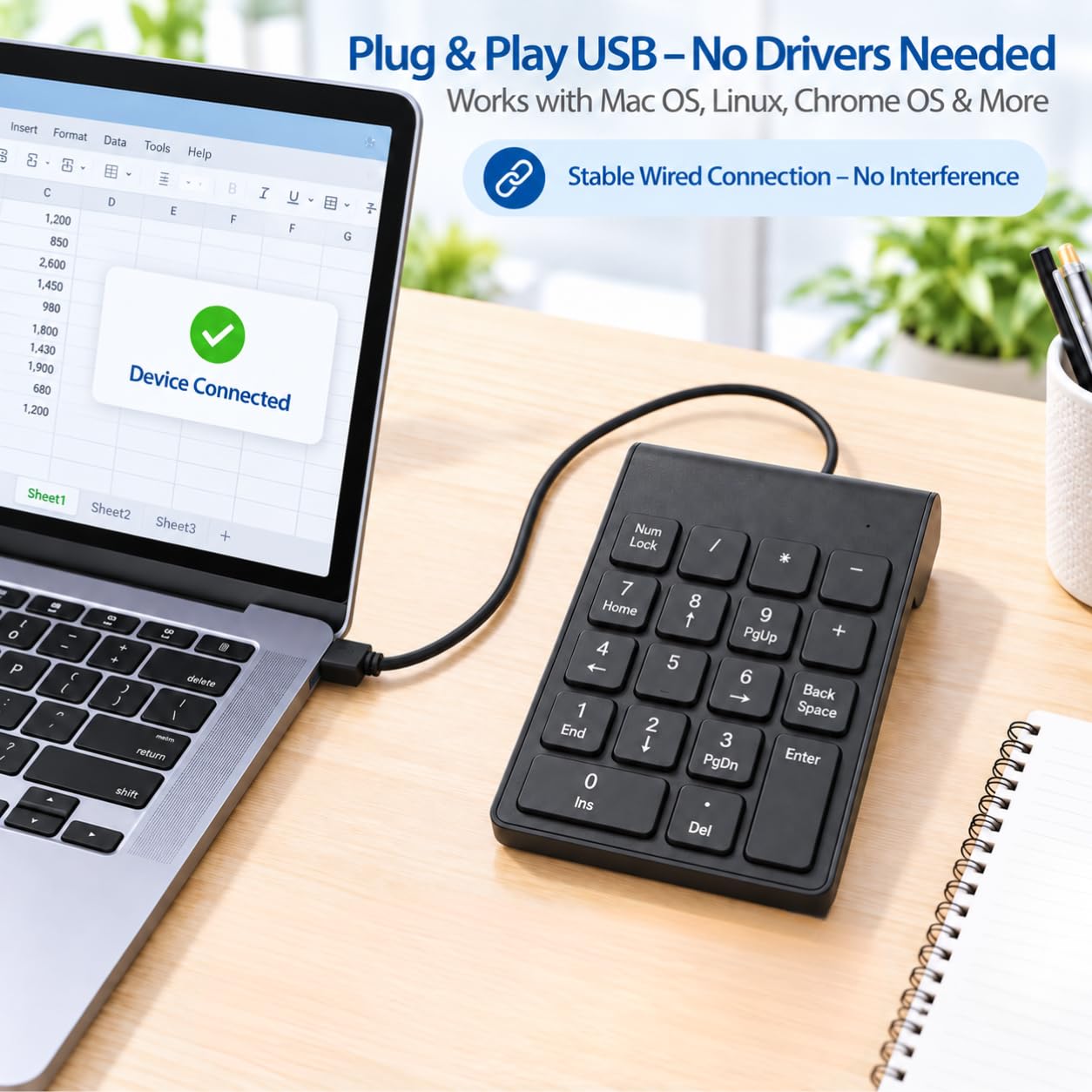Ticfox tastierino numerico USB 18 tasti silenzioso 1 pezzo