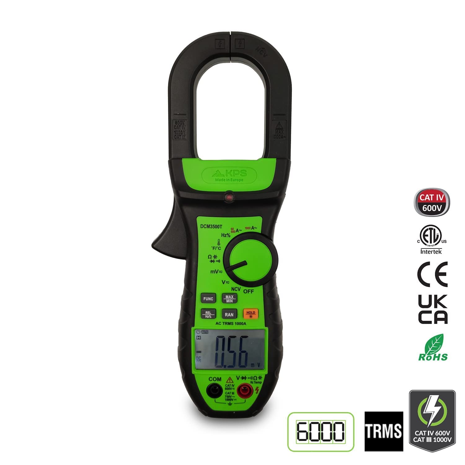 KPS DCM3500T Pinza Amperometrica TRMS 1000A 6000 Punti