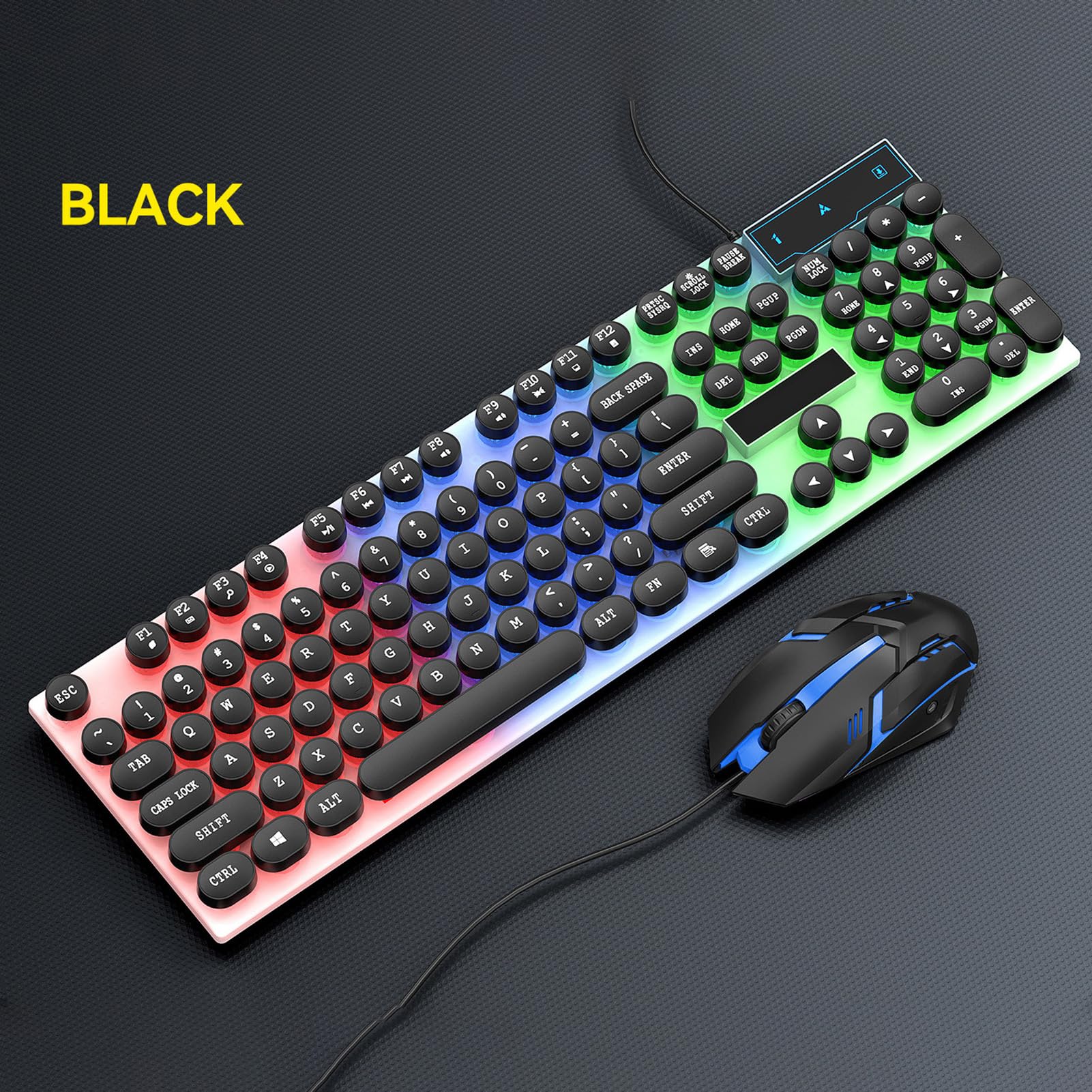 TICFOX Set Tastiera e Mouse Gaming RGB Nero 104 Tasti 1000 DPI