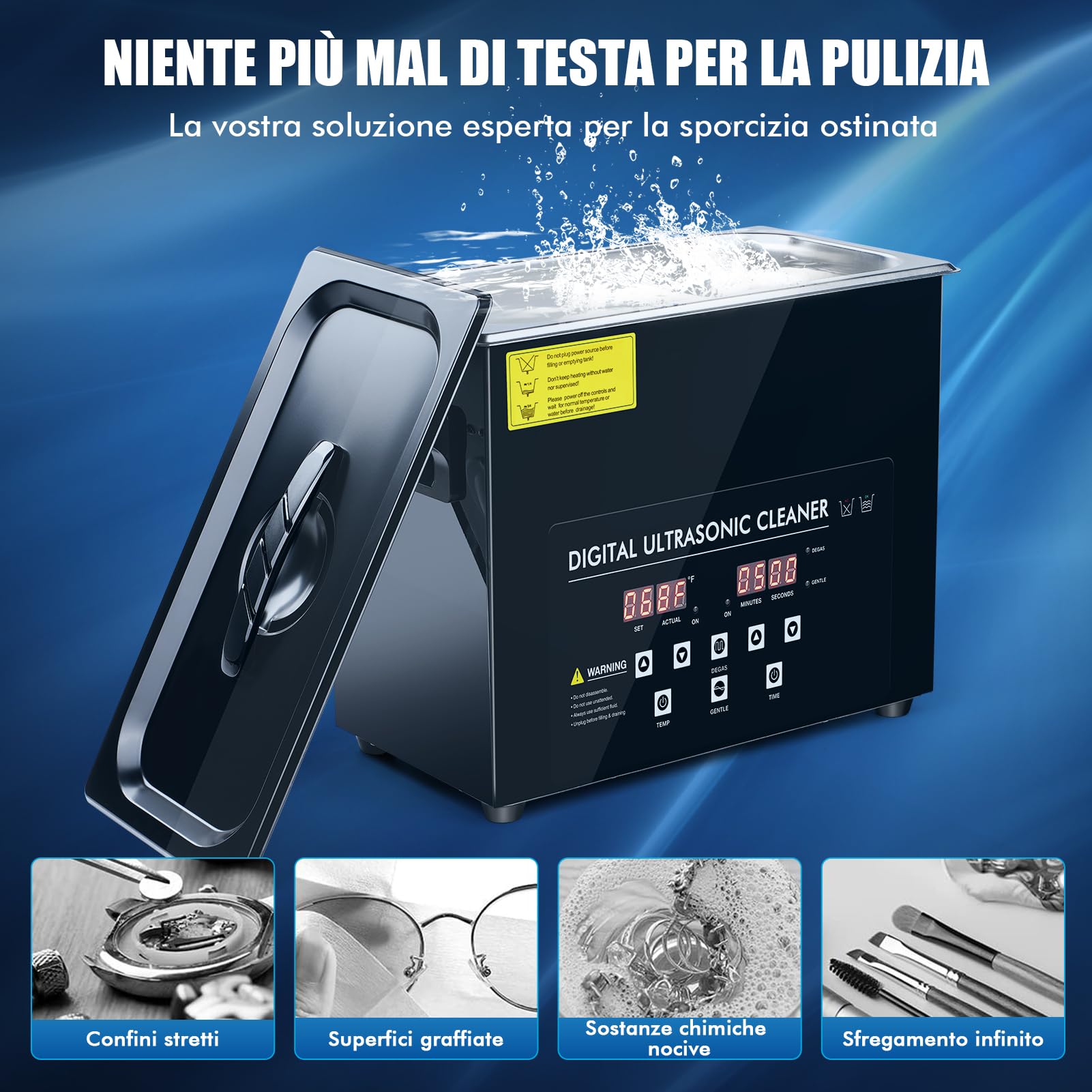 TICFOX pulitore ultrasuoni riscaldato 3L 120W