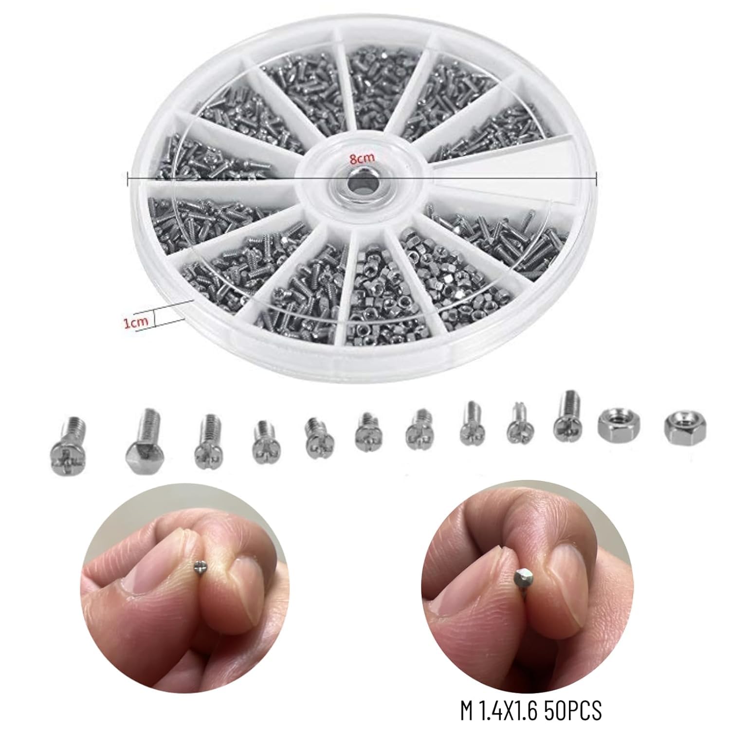 TICFOX kit mini viti dadi inox 600 pezzi M1-M1.6
