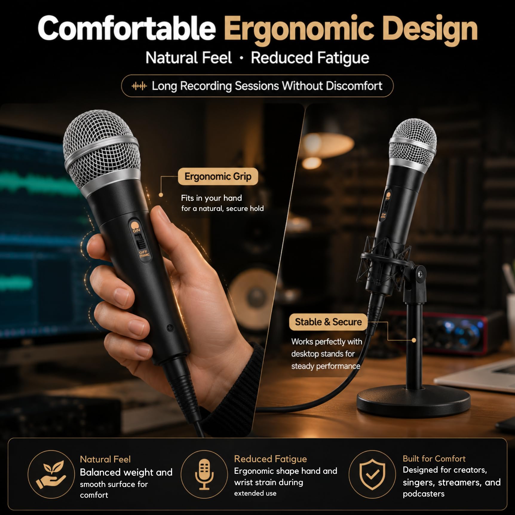 TICFOX Microfono Condensatore USB Cardioide per Podcast