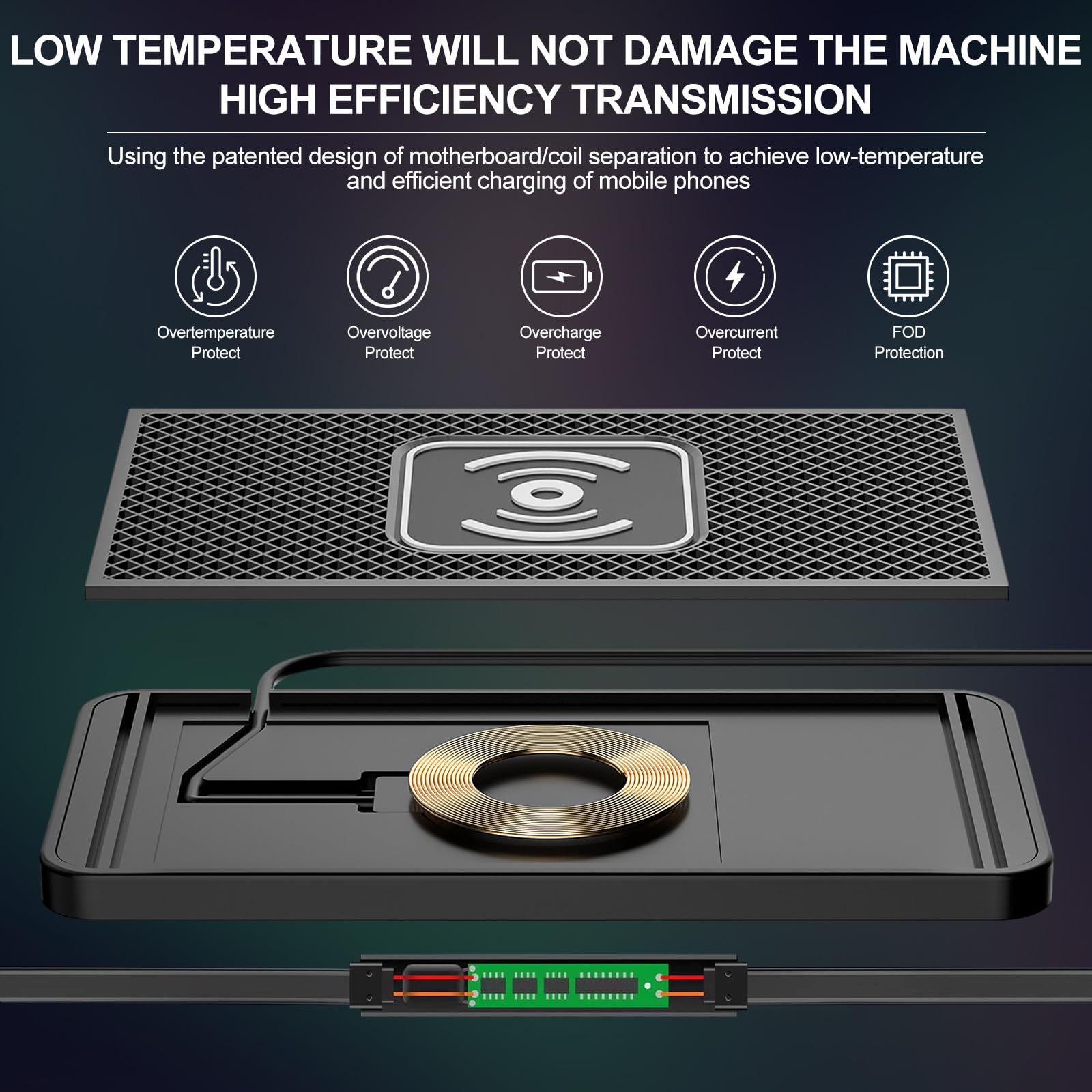 TICFOX tappetino ricarica wireless auto 15W antiscivolo