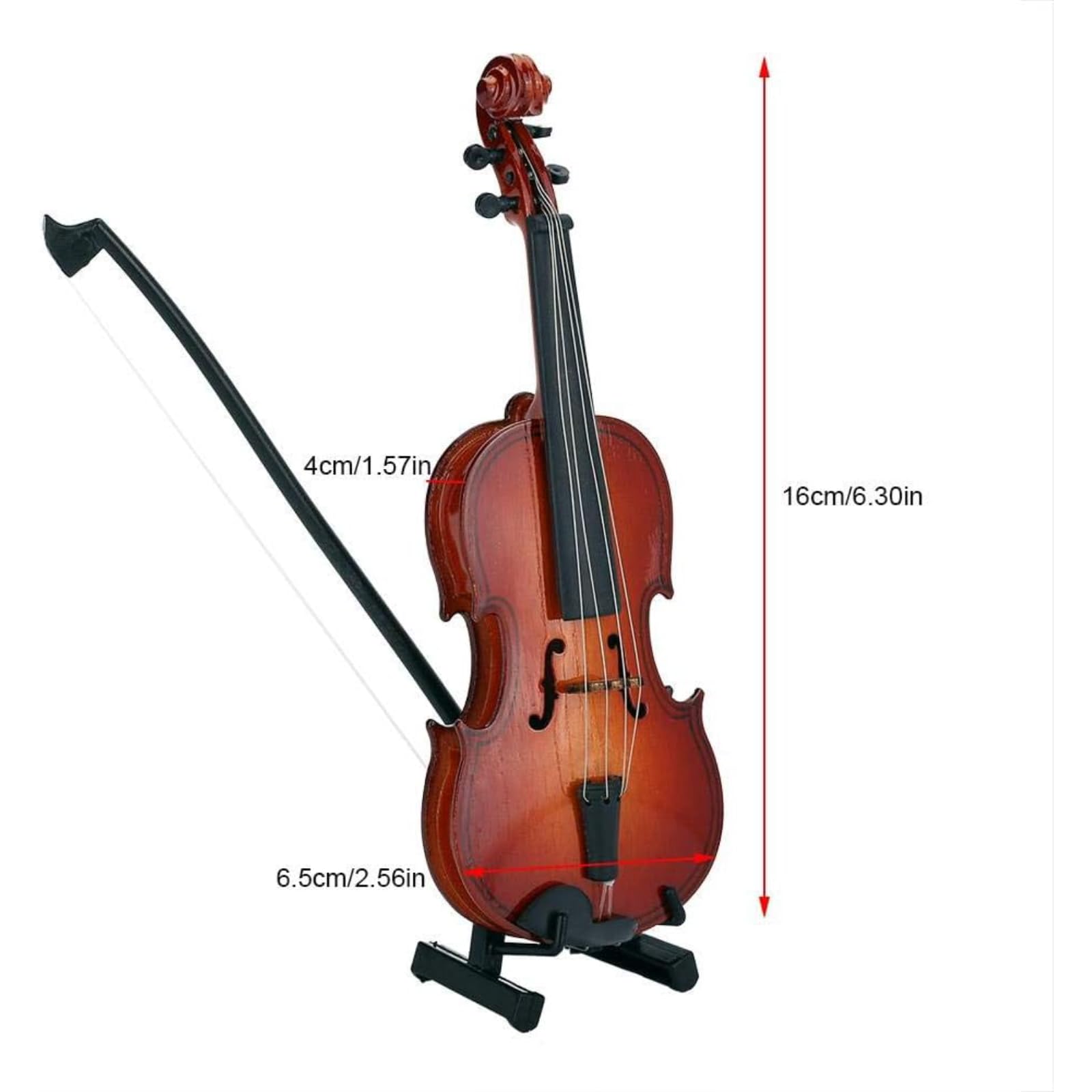 Ticfox Modello Mini Violino Legno con Supporto Nero