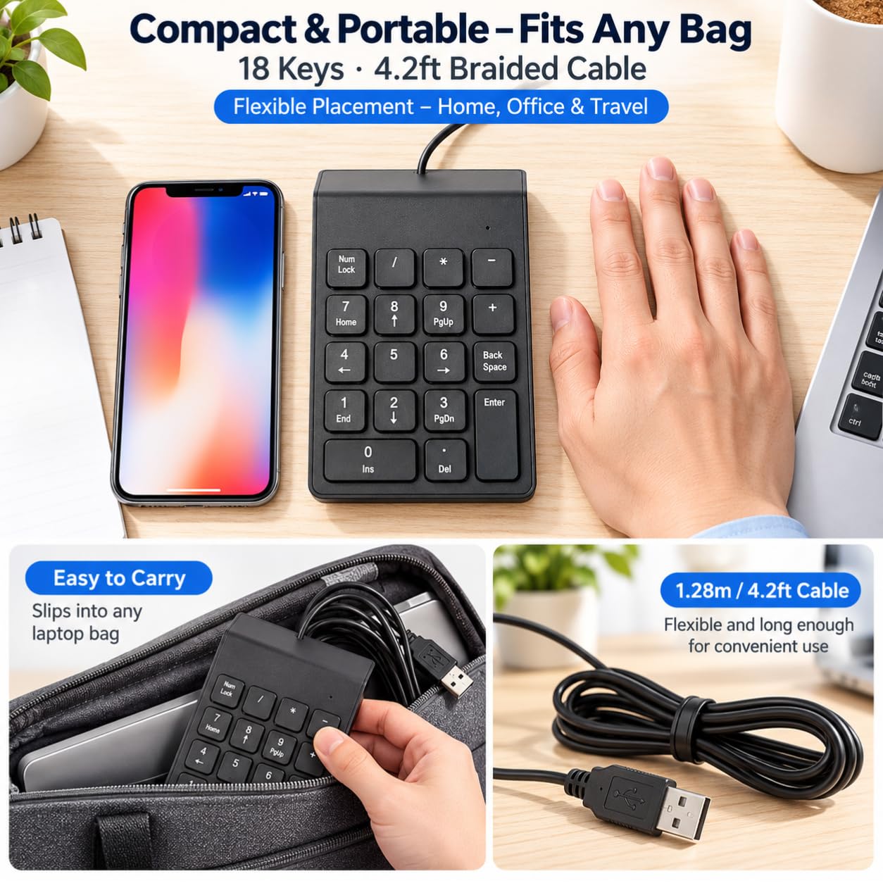 Ticfox tastierino numerico USB 18 tasti silenzioso 1 pezzo