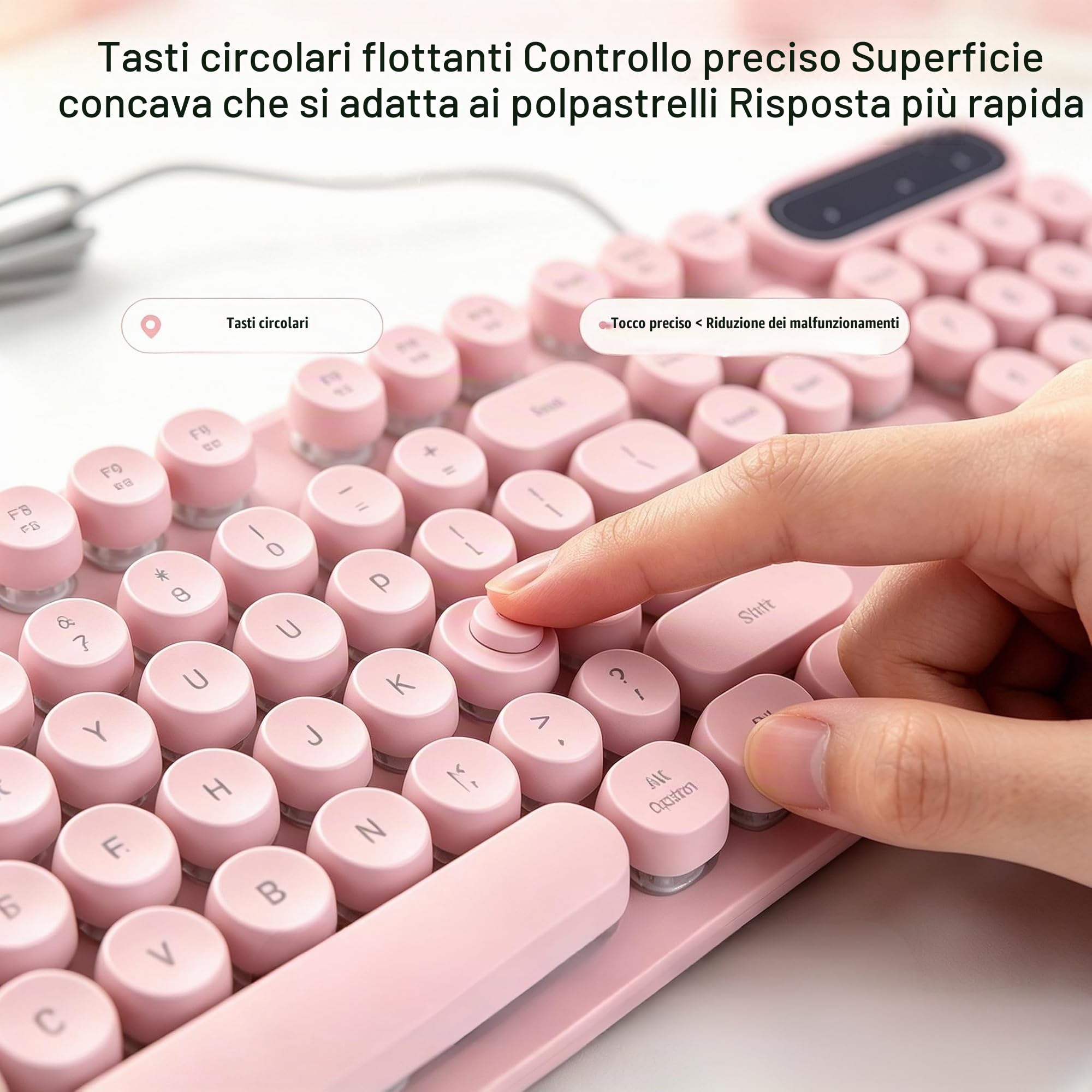 TICFOX Tastiera Gaming USB 104 Tasti Retroilluminata Rosa