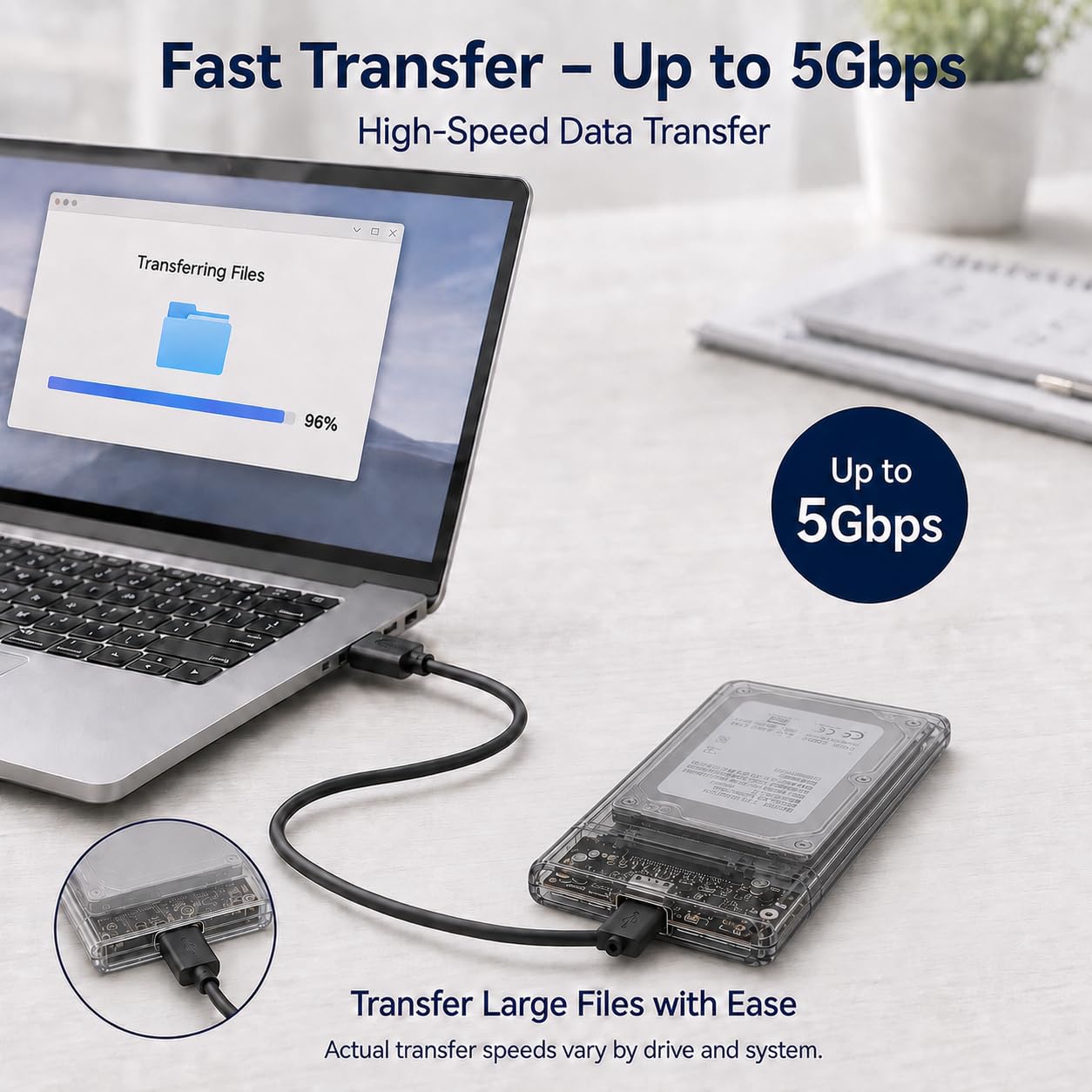 TICFOX Box Esterno Hard Disk 2,5" SATA USB 3.0 Trasparente