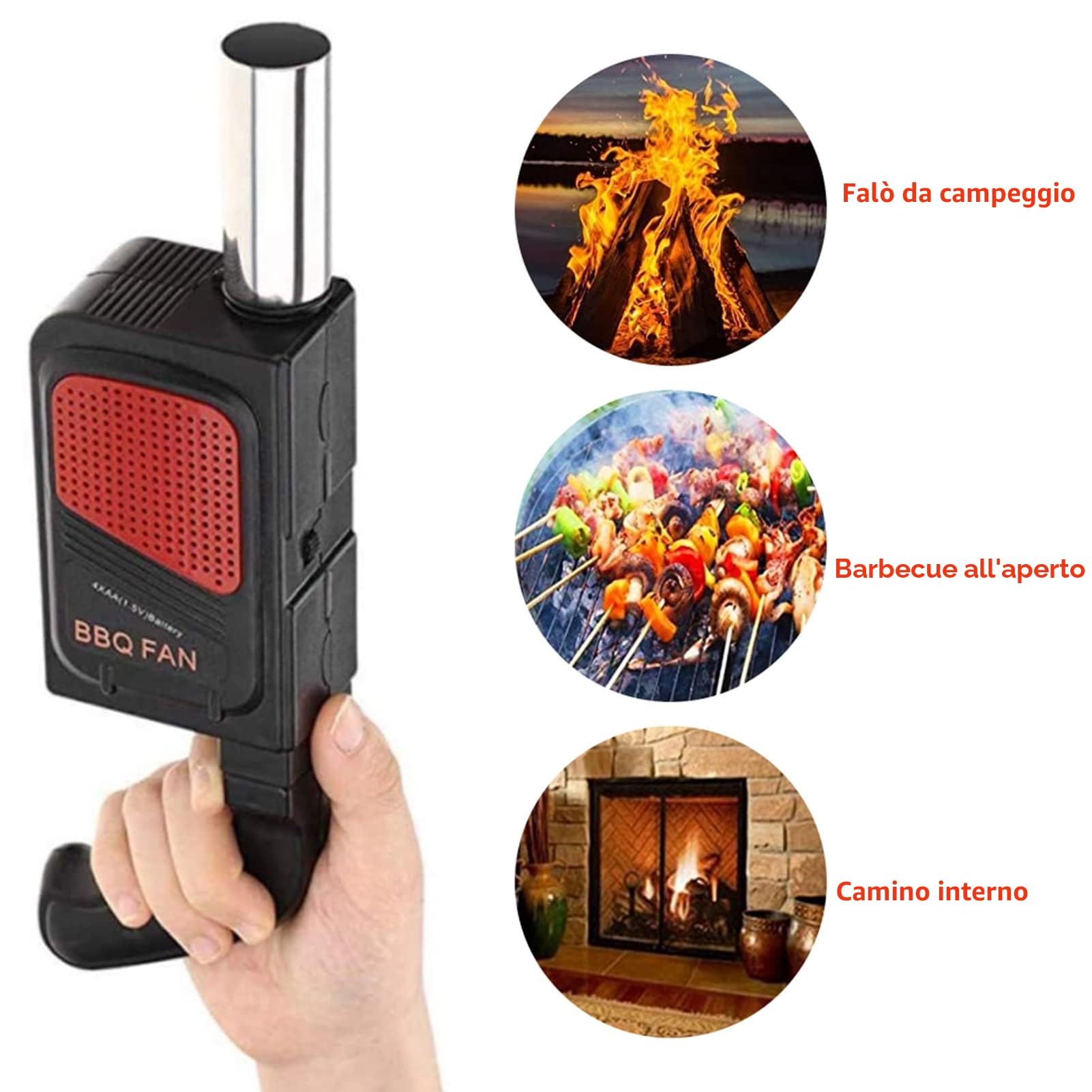 Ticfox Ventilatore Elettrico Barbecue Portatile Nero a Batteria