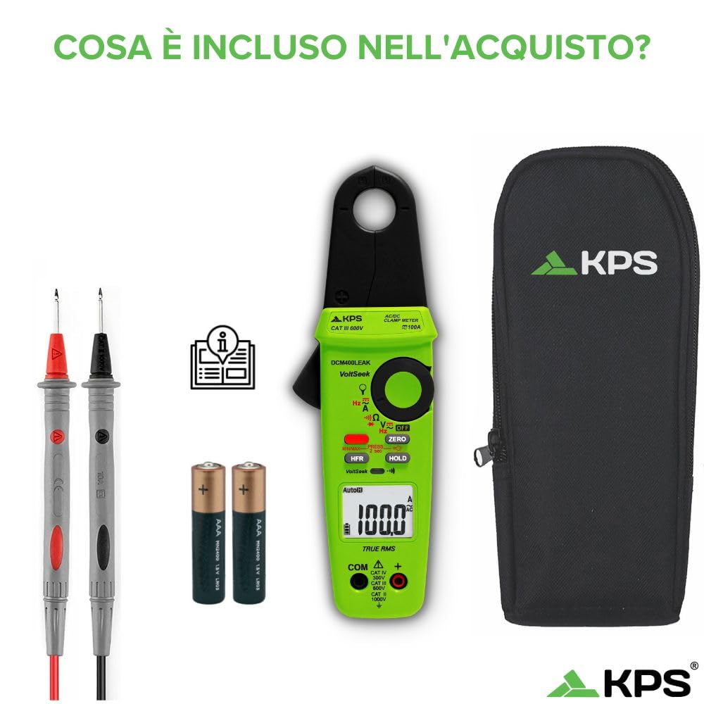 KPS DCM400LEAK pinza amperometrica TRMS 100A AC/DC