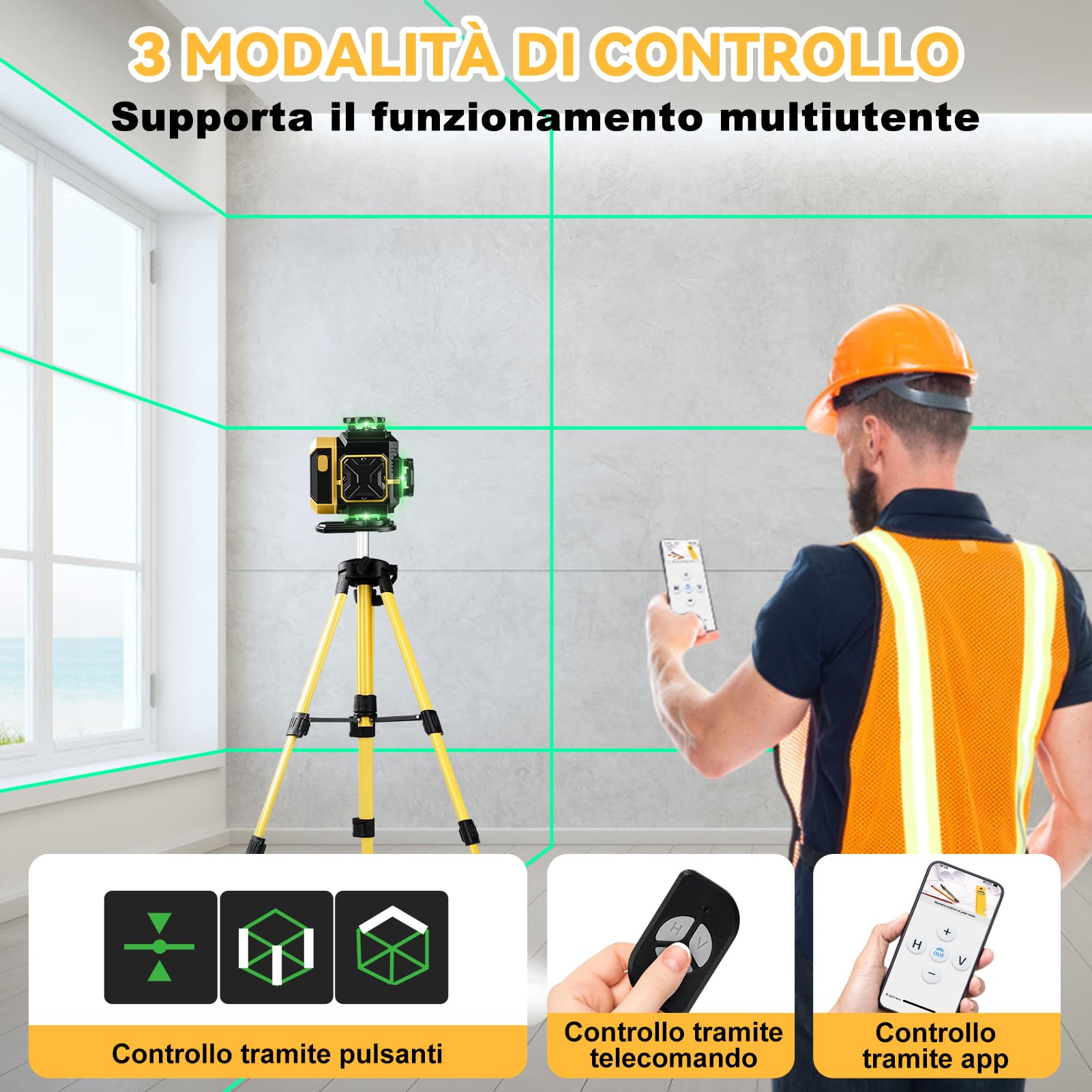 Ticfox Livella Laser 16 Linee Verde con Treppiede 1m