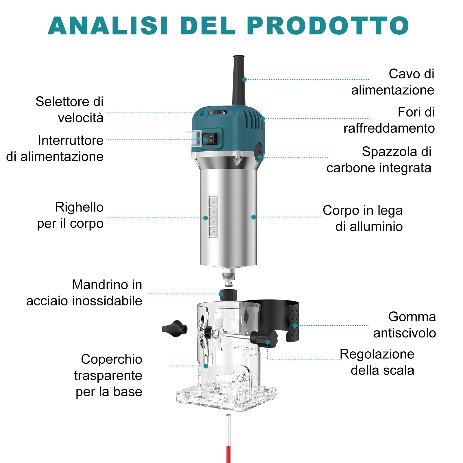 TICFOX rifilatore fresatrice verticale 800W 15 frese