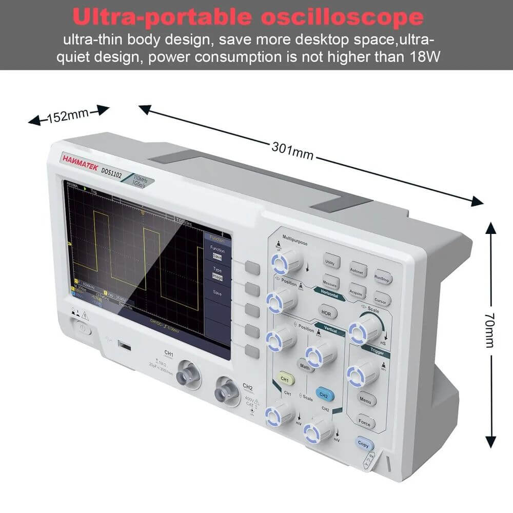 Hanmatek DOS1102 oscilloscopio digitale 110MHz 2 sonde