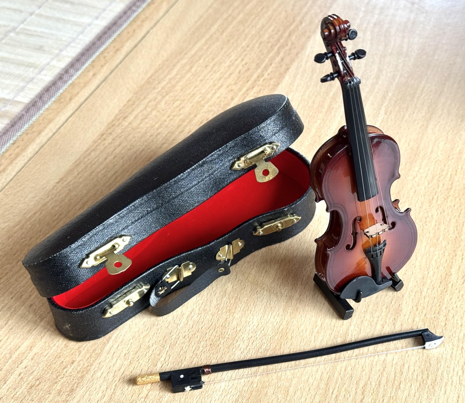 Ticfox Modello Mini Violino Legno con Supporto Nero