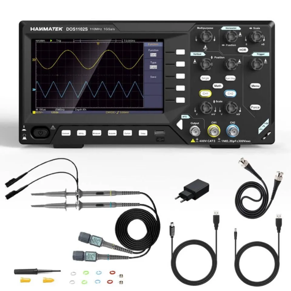 Hanmatek DOS1102S oscilloscopio da banco 2 canali 110MHz