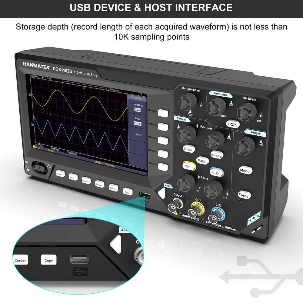 Hanmatek DOS1102S oscilloscopio da banco 2 canali 110MHz