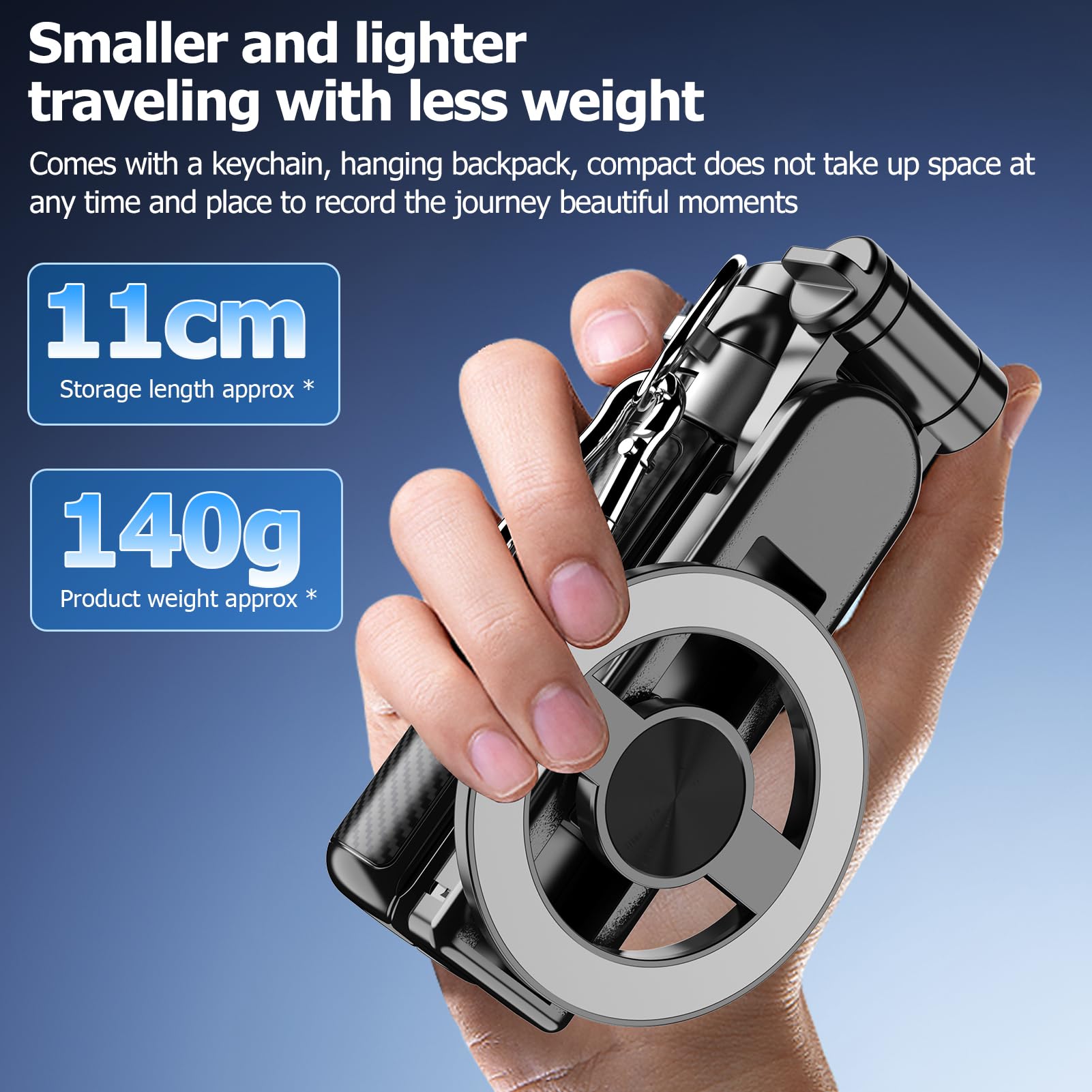 TICFOX Bastone Selfie Magnetico Bluetooth 440 mm con telecomando