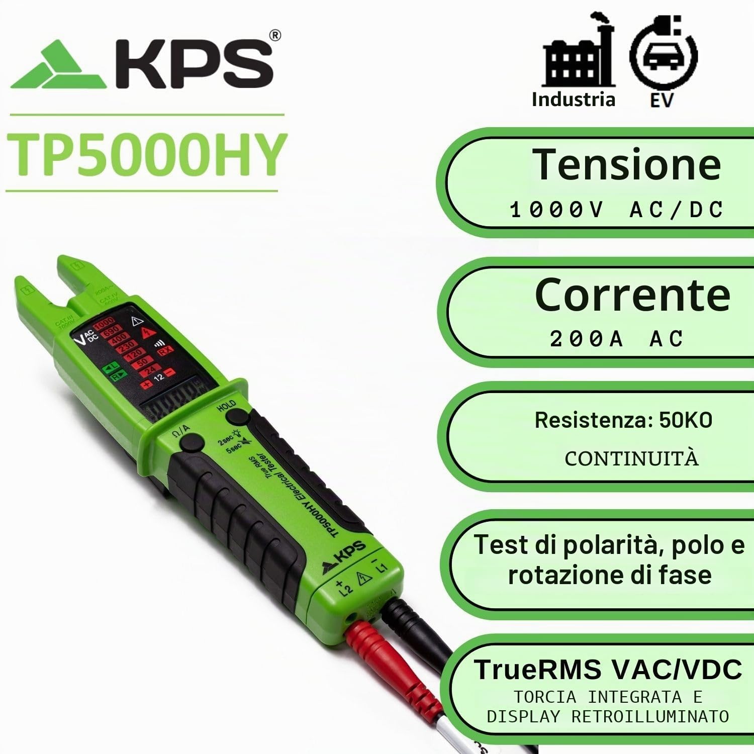 KPS TP5000HY Tester Tensione TRMS 1000V Corrente 200A