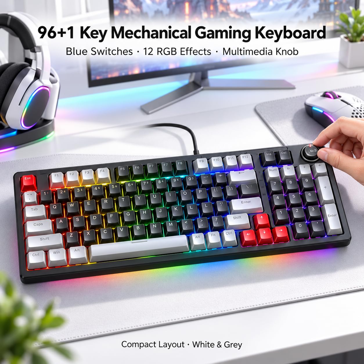 Ticfox T50 tastiera meccanica gaming nero grigio RGB