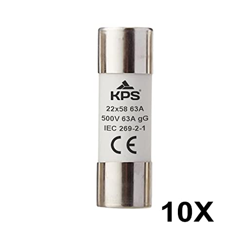KPS Fusibile Cilindrico 22x58 63A 500V 10 Pezzi GG