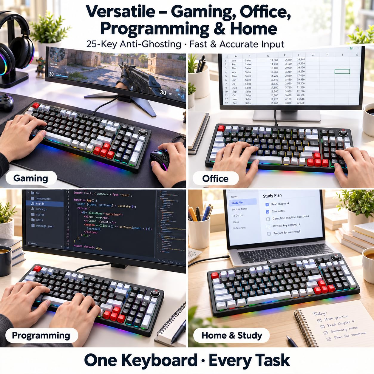 Ticfox T50 tastiera meccanica gaming nero grigio RGB